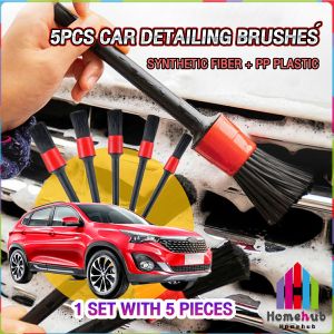 Homehub 5PCS Car Detailing Brushes Car Wash Slit Brush Clean Seat Detail Brush for Cleaning Car Interior Exterior
