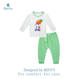 Bộ dài tay cài vai phối viền in hình BT075 BENTY chất thoáng mát mềm mịn đồ bộ trẻ em cao cấp an toàn cho bé