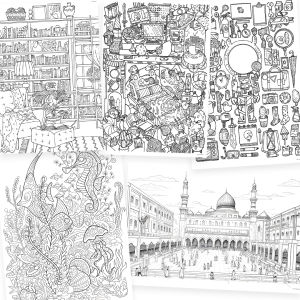 Lembar JUMBO Mewarnai Anak & Dewasa Giant Coloring Sheet Buku Page Besar Menggambar di Kertas Besar