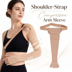 JING Stretchy Compression Arm Sleeve Breathable Skin-friendly Arm Compression Stocking Practical Comfortable Shoulder-strap Arm Sleeve Arm Support