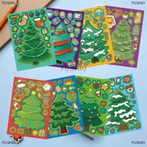 [COD] FUSHI0 12 24PCS Toy Puzzle Stickers Christmas Tree Make A Face Stickers DIY Handicrafts Waterproof Stationery Stickers