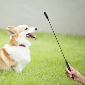 ER52858 หัวหนังแท้ แส้ฝึกสัตว์เลี้ยง พลาสติกทำจากพลาสติก ด้ามจับแบบฝ้า แส้ครอบตัดสำหรับขับขี่ ยืดหยุ่นได้ สุนัขไม่เจ็บ ไม้กายสิทธิ์ทีเซอร์สุนัข ม้าสุนัขขนาดใหญ่ขนาดกลางขนาดเล็ก