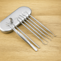 VINEY 7/8Pcs Thép không gỉ Bộ chăm sóc răng có hộp lưu trữ Chống gỉ Dụng cụ vệ sinh răng miệng Hộ gia đình Chuyên nghiệp Dụng cụ cạo lưỡi Bệnh viện thú y. 