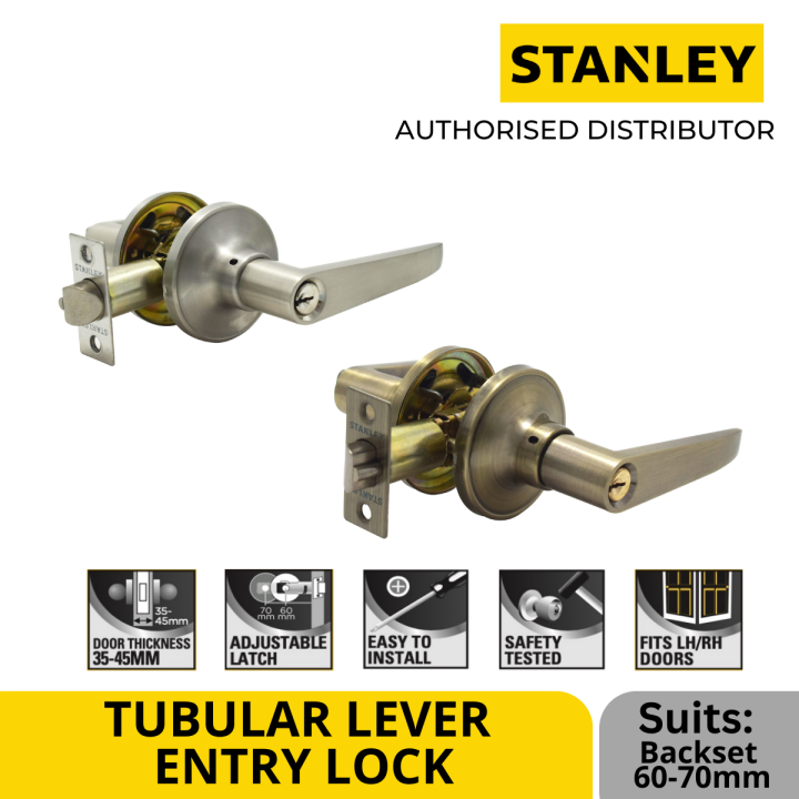 Stanley Tubular Lever Lock/ Backset 60/70mm Entrance/ Room Door Lock