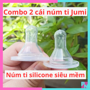 Combo 2 cái núm vú Jumi núm ti sử dụng cho bình sữa cổ hẹp Jumi Mirai Cacara núm ty siêu mềm chống sặc chống đầy hơi