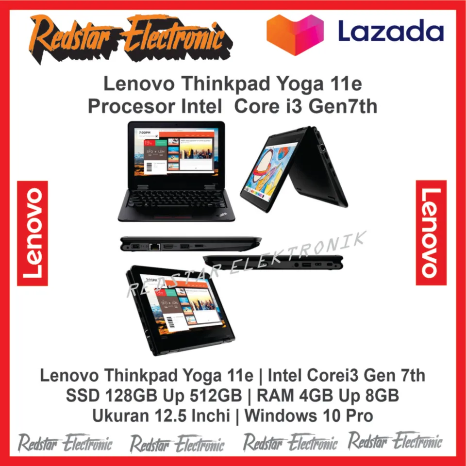 Promo Terlaris! Laptop Lenovo Yoga 11e 2in1 Intel Core i3 Gen 7th RAM  16GB/512GB SSD Windows 10 Free Tas Mouse Bergaransi!