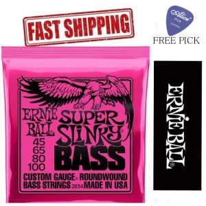 (FAST DELIVERY) Ernie Ball 2834 Super Slinky Nickel Wound Electric Bass Strings - .045 -.100 Tali Gitar Bass 4 Tali