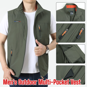 Mens Casual Sleeveless Vest Jacket Waterproof Wear-Resisting Windproof Multiple Pockets Outdoor Waistcoat For Hiking Sports