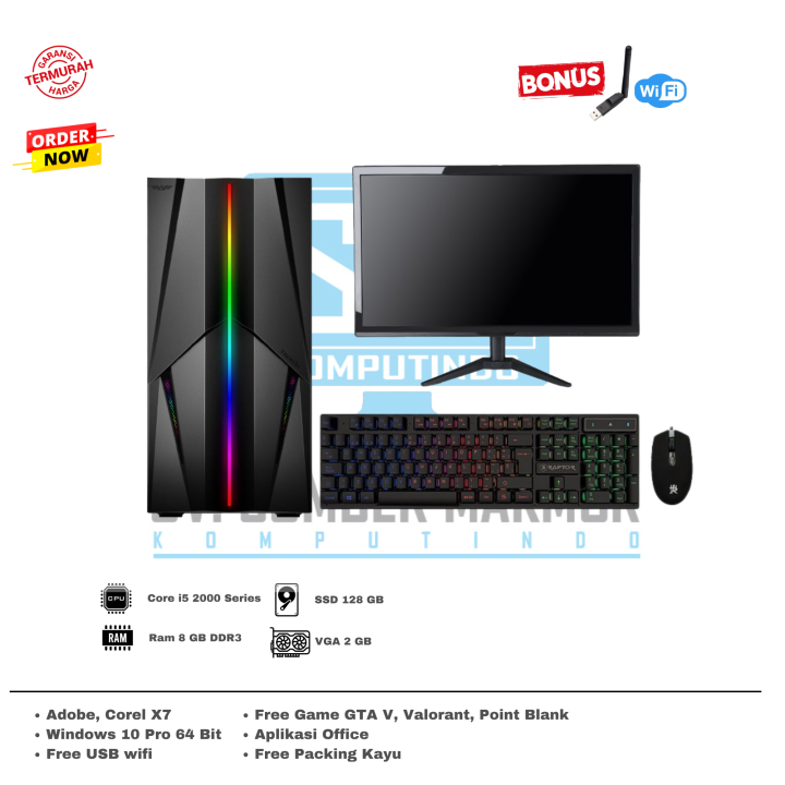PC/CPU GAMING FULSSET i5 RAM 16GB VGA 2GB SSD 128GB