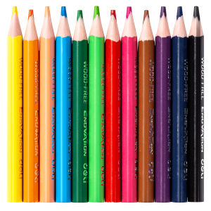 Deli 12 Color Pencils Set For Kids Short Rod Plastic Color Lead EC114-12/EC09900