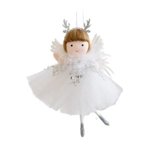 APBZOK Fabric Christmas Girl Ornament Mesh Doll Christmas Tree Decor Festive Supplies Plush Xmas Tree Pendant Christmas Tree Decoration
