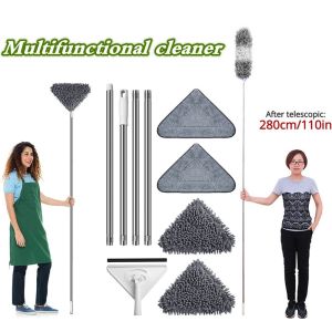Multifunctional Cleaner Rotating Triangle Mop Floor Brush Clean Windows Extended And Retractable Feather Duster Suitable For Cleaning Ceilings