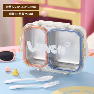 【SG Stock】304 Stainless Steel Bento Box with Dividers Leak-Proof Lunch Box with Cutlery