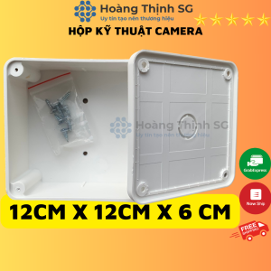 Hộp kỹ thuật camera bằng nhựa chắc chắn 12x12x6 lắp đặt ngoài trời không sợ mưa nắng đầy đủ ốc vít