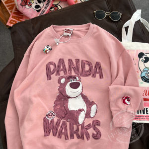Strawberry Bear Sweatshirt Women Autumn New Style Loose Street Round Neck Pullover Long Sleeve Velvet Sweater Couple Wear