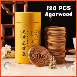 檀香 沉香 艾草 天然盘香 120片装 送香插 Sandalwood Coil Incense Prayer Joss stick 120Pcs Natural Incense Coils Wormwood Coil Insence Burner 薰衣草 艾草  盤香 沈香