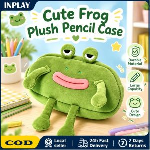 Soft Frog Pencil Pouch Soft Textile Frog Pencil Case School Accessory Zipper Closure Dangling Legs for Students