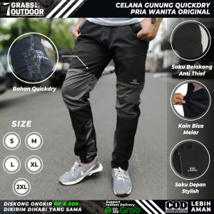 Celana Gunung Pria Panjang Mendaki Olahraga Laki Laki Dewasa Pinggang Karet Hiking Outdoor Touring Sepeda Motor Quickdry Warna  Hitam Full Dan Kombinasi