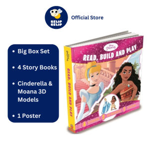Disney Princess Read Build & Play Deluxe Book Box Set (Hardcover) With 4 Stories 3D Models & 1 Poster For Kids