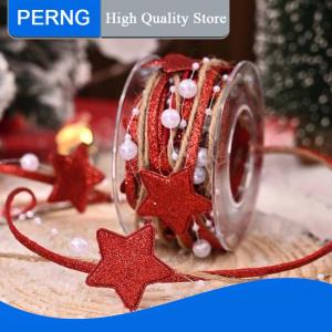 [PERNG] Tehe 5m giáng sinh sao hạt ruy băng tự làm Nhà Phòng Xmas cây trang trí bánh Quà Tặng đóng gói trang trí ruy băng trang trí 2026 năm mới navidad