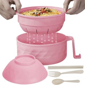 2 Pack Microwave Ramen BowlRamen Bowl SetRamen Bowl With Chopsticks and Spoon College Dorm Room Essentials for Girls for Boys Apartment Essentials BPA-Free(Beige Beige)