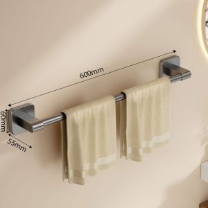 Punch-Free Towels Holder Bar Bathroom Storage Rack Towel Rack Organizer Wall-Mounted Towel Shelf