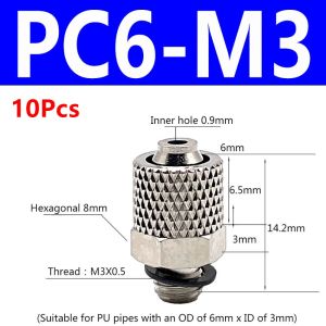MADEWITH 10Pcs M3 M4 M5 M6 Micro Quick Twist Joint Male Thread 3mm 4mm 6mm OD Pneumatic Pipe Connector Durable Brass Air Tube Connector