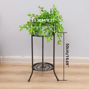 2 Tier Plant Stand Metal Plant Rack Stand 50cm Indoor Outdoor Flower Pot Display Holder Iron Planter Shelf for Living Room Garden Lawn Patio