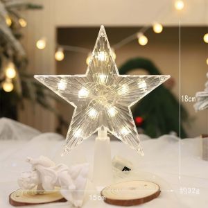 Christmas Tree Top LED Star Lights Pentagonal Stars Christmas Tree Decoration Christmas Party Suppli