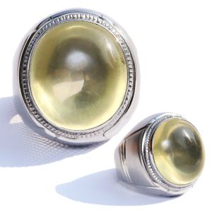 Cincin Monel Natural Permata Kecubung Bensin Yellow Citrine
