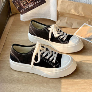 Qing Shui Store ✨（ส่งจากไทย）✨รองเท้าผ้าใบน่ารักภาษาญี่ปุ่นลมหนาก้นอเนกประสงค์ต่ำ -รองเท้าปลายรองเท้าผ้าใบรองเท้าผู้หญิงสไตล์ญี่ปุ่นน่ารัก