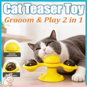 Windmill Cat Toy Interactive Pet Toys for Cats Puzzle Cat Game Toy With Whirligig Turntable for Kitten Brush Teeth