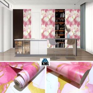 Wallpaper Stiker Dinding Marmer Pink Gold 7m/d 8mLebar 45cm