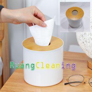 Tempat Tissue Roll Bulat Meja Wooden Kayu Plastik Kotak Tisu Gulung Roll Box Meja Dekorasi