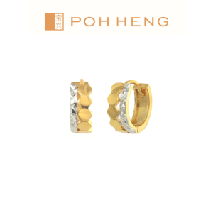 Poh Heng Jewellery 22K Geometric Hexagon Earrings in Yellow White Gold[Price By Weight]