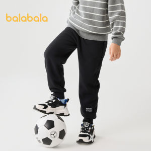 Balabala กางเกงขายาวเด็กสำหรับเด็กชายและเด็กหญิงกางเกงวอร์มการเรียงขนแกะใหม่2024เหมาะสำหรับฤดูใบไม้ร่วงและฤดูหนาว