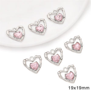 1pc Alloy White K Diamond Heart Pendant For DIY Handmate Jewelry Bracelet Necklace Accessories