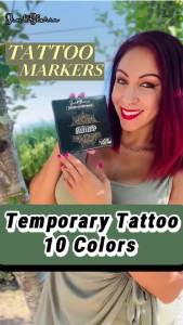 Jim&Gloria Skin Markers Temporary Tattoo Pen 10 Colors with Gold and Silver Fake Body Paint Tattoos Christmas Makeup Face Painting Kit Teen Girl Gifts Trendy Stuff Adults Birthday Gift