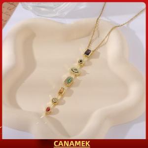 Miễn phí vận chuyển✨ Phong Cách Retro Đầy Màu Sắc Zircon Tua Không Thường Xuyên Nối Dài Vòng Cổ Ánh Sáng Sang Trọng Mặt Dây Chuyền Xương đòn Chuỗi Đối Với Phụ Nữ Đồ Trang Sức