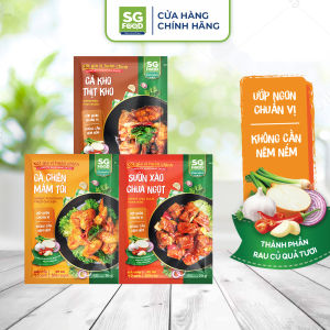 Combo 3 gói Xốt gia vị hoàn chỉnh SG Food mix vị (Sườn xào chua ngọt Cá kho - thịt kho Gà chiên mắm tỏi)