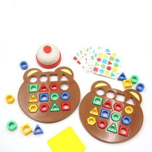 FUNG MALL Mô hình nhận thức Đồ chơi ghép hình hình học Montessori Bảng trò chơi xếp hình Đồ chơi nhận biết màu sắc Đồ chơi giáo dục Thử thách Trò chơi ghép hình Cha mẹ và con cái