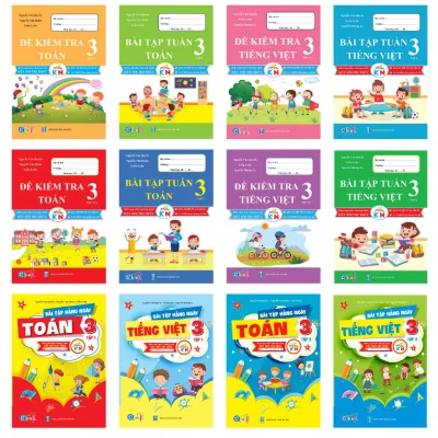 SÁCH - [ Lớp 3 ] - Kết nối tri thức - Combo 12 quyển bài tập tuần bài tập hằng ngày và đề kiểm tra toán tiếng việt lớp 3 hk1 hk2