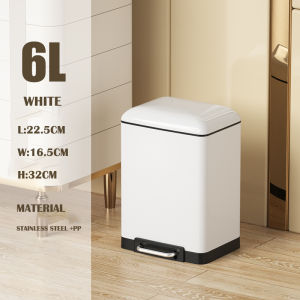 Stainless steel foot operated trash can with high aesthetic value and simple foot operated cover sealed for odor suitable for bathrooms living rooms bedrooms and study rooms.