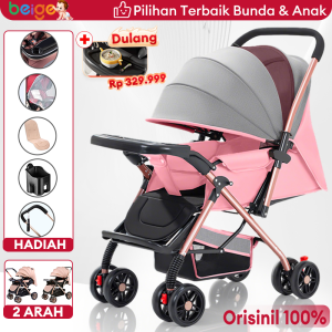 BEIGE Stroller Bayi Kereta Dorong Lipat traveling two way newborn portable mudah dibawa