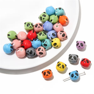 10ชิ้นลูกปัดพอร์ซเลนเซรามิคเคลือบทำด้วยมือลูกปัดสเปซเซอร์หลวมเสน่ห์กรงเล็บปลาแพนด้าสำหรับ DIY เครื่องประดับงานฝีมือทำต่างหูสร้อยข้อมือพวงกุญแจ