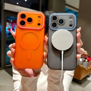 Luxury Frosted Candy Color PC For Magsafe Phone Case For iPhone 17 16 15 Pro Max Wireless Charge Magnetic Non-Slip Bumper Cover