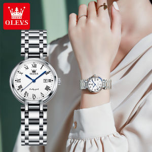 OLEVS Watch For Women Korean Style Water Proof 2022 Fashion Original Simple Calendar Dial Design Stainless Steel Elegant Ladies Watch