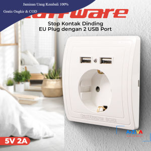 Taffware Stop Kontak Dinding EU Plug dengan 2 USB Port - SCN2 - White