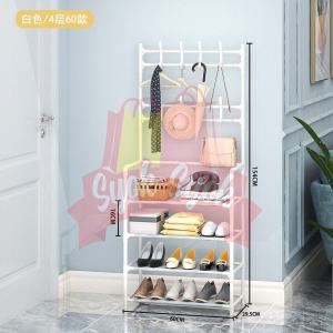 SyokSyok 4 Tiers Hat Clothes bags Hanger Shoes Rack/Rak Pakaian/Besi Rak Baju/Rak Handbag/Bag Rack/Rak Kasut Besi