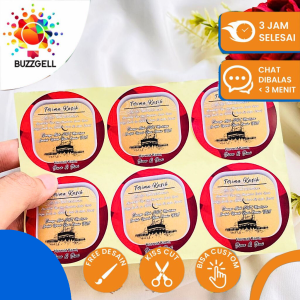 2-4 Buzz Gell Cetak Print Sticker Haji Umroh Stiker Label Bulat Custom Murah Free Desain Nama